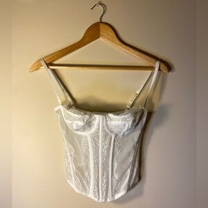 White Corset Top Sheer Size Medium With Lace